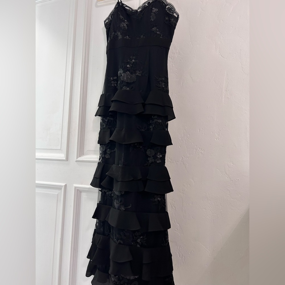 Black Ruffled Long Gown